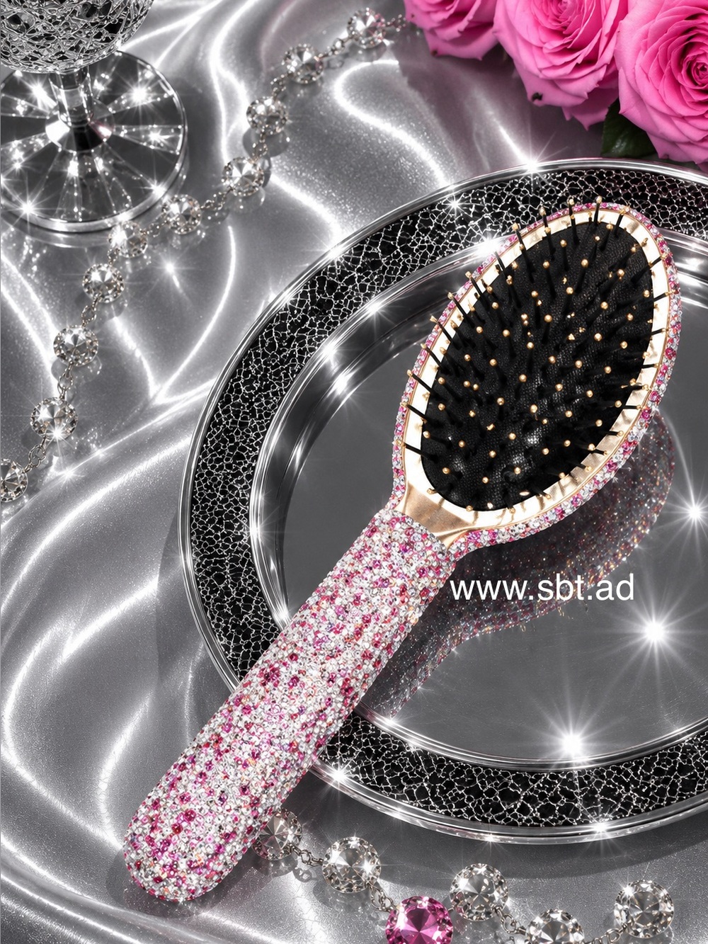 NWT Rhinestone Hair Brush Sparkling Bling Swarovski Crystal +FREE Gift